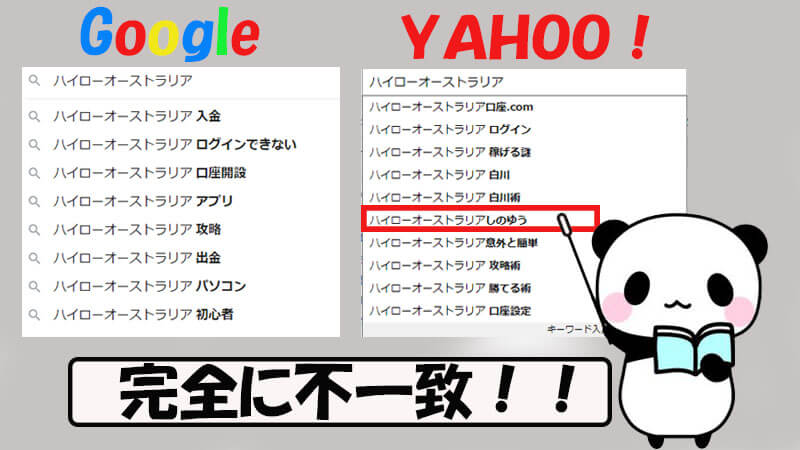highlow.com(ハイローオーストラリア)Yahoo！の検索サジェストおかしくない？
